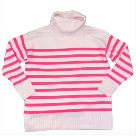 NWT LOFT Pink & Fuchsia Stripe Cowl Neck Tunic Sweater - Picture 1 of 7